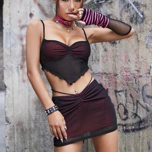 2 piece top & skirt set from Shein; black and pink